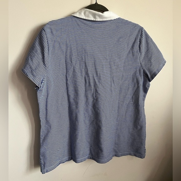 Talbots Nautical Stripped Blue & White Whale Embroidered Shirt Cotton Size XL - Picture 7 of 8